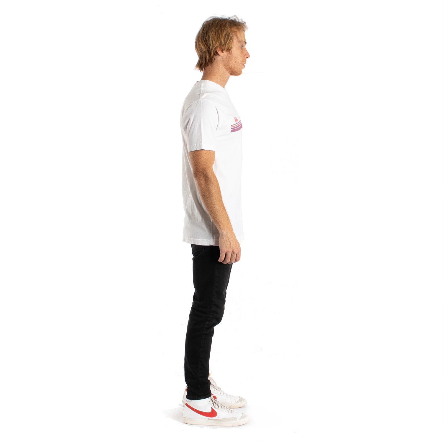 Desert Road Trip Chest Stripe graphic Tees in various colors