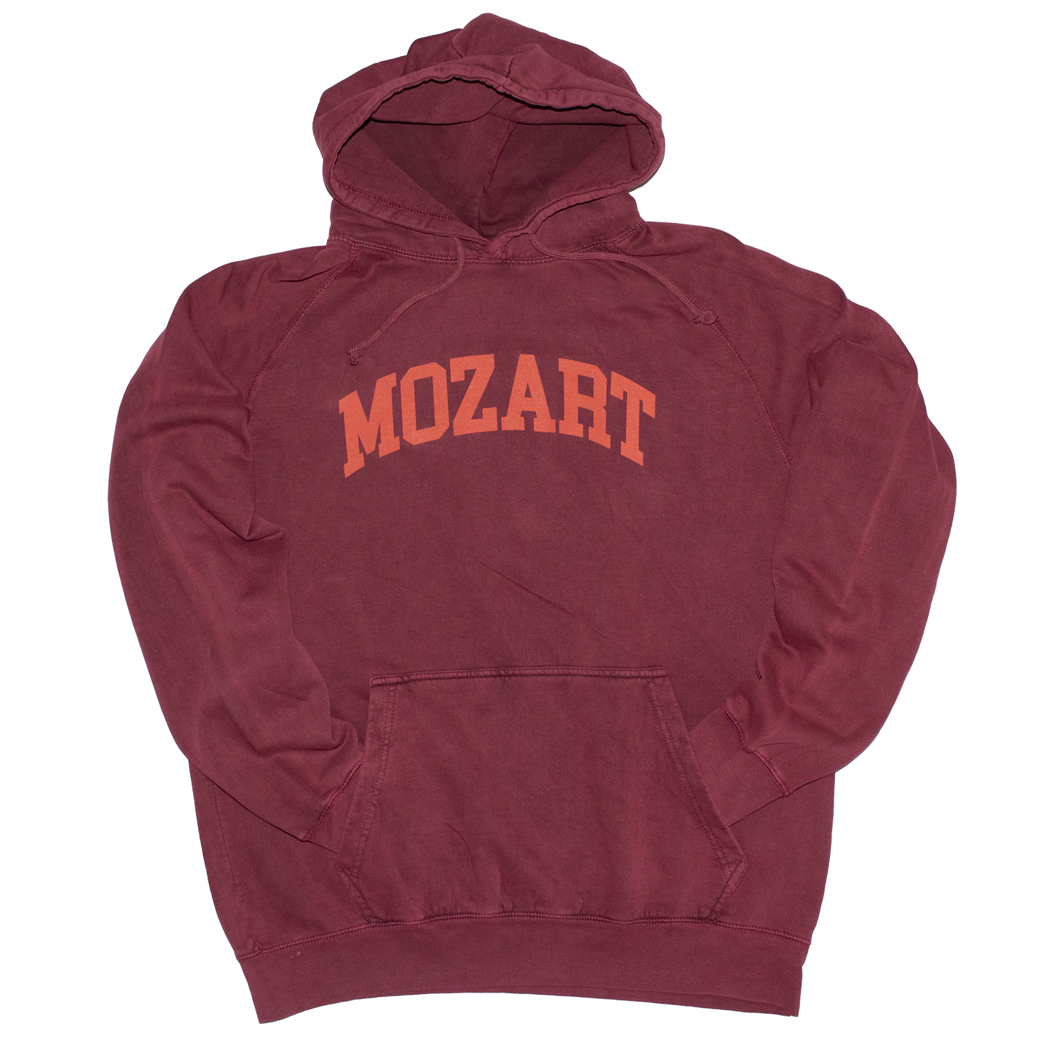 Mozart Garment Dyed Purple Rust Vintage Style Relaxed Fit Mens Hoodie