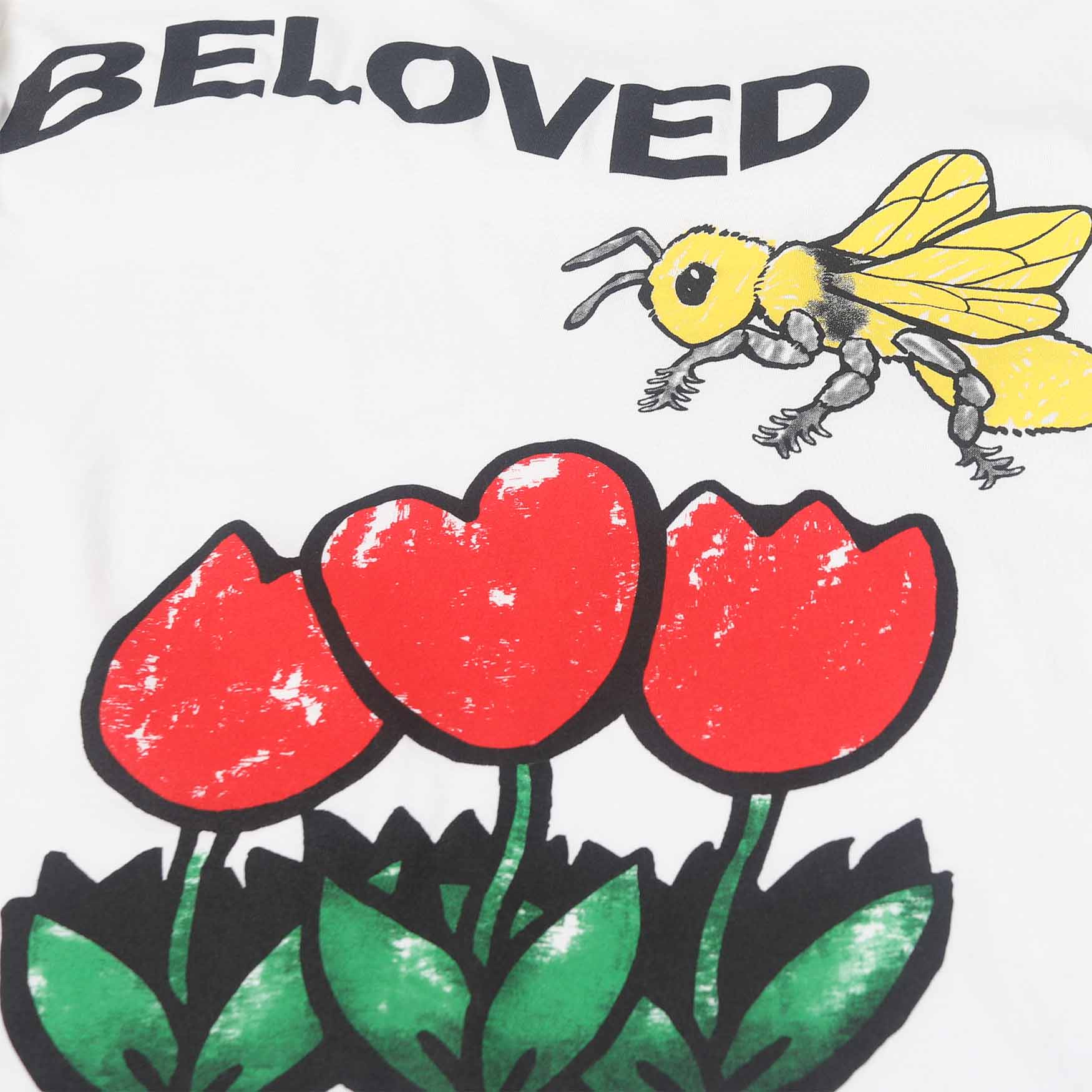 Beloved Tulips Bee L/S T-shirt graphic on front & right sleeve