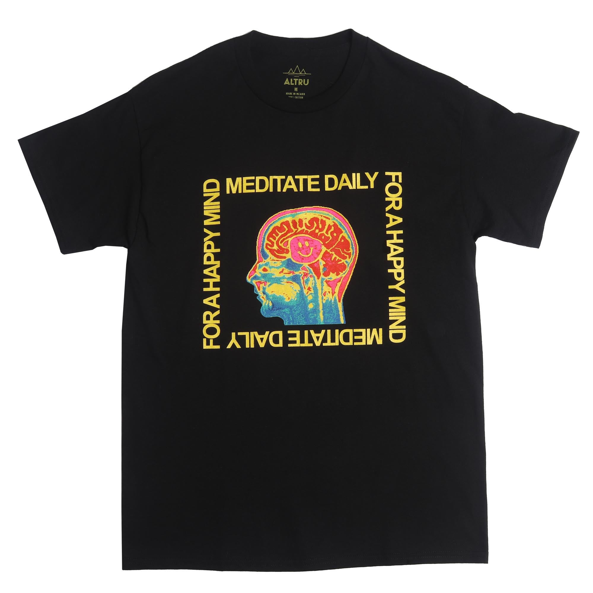 Meditate Daily mens black graphic tee by altru apparel front