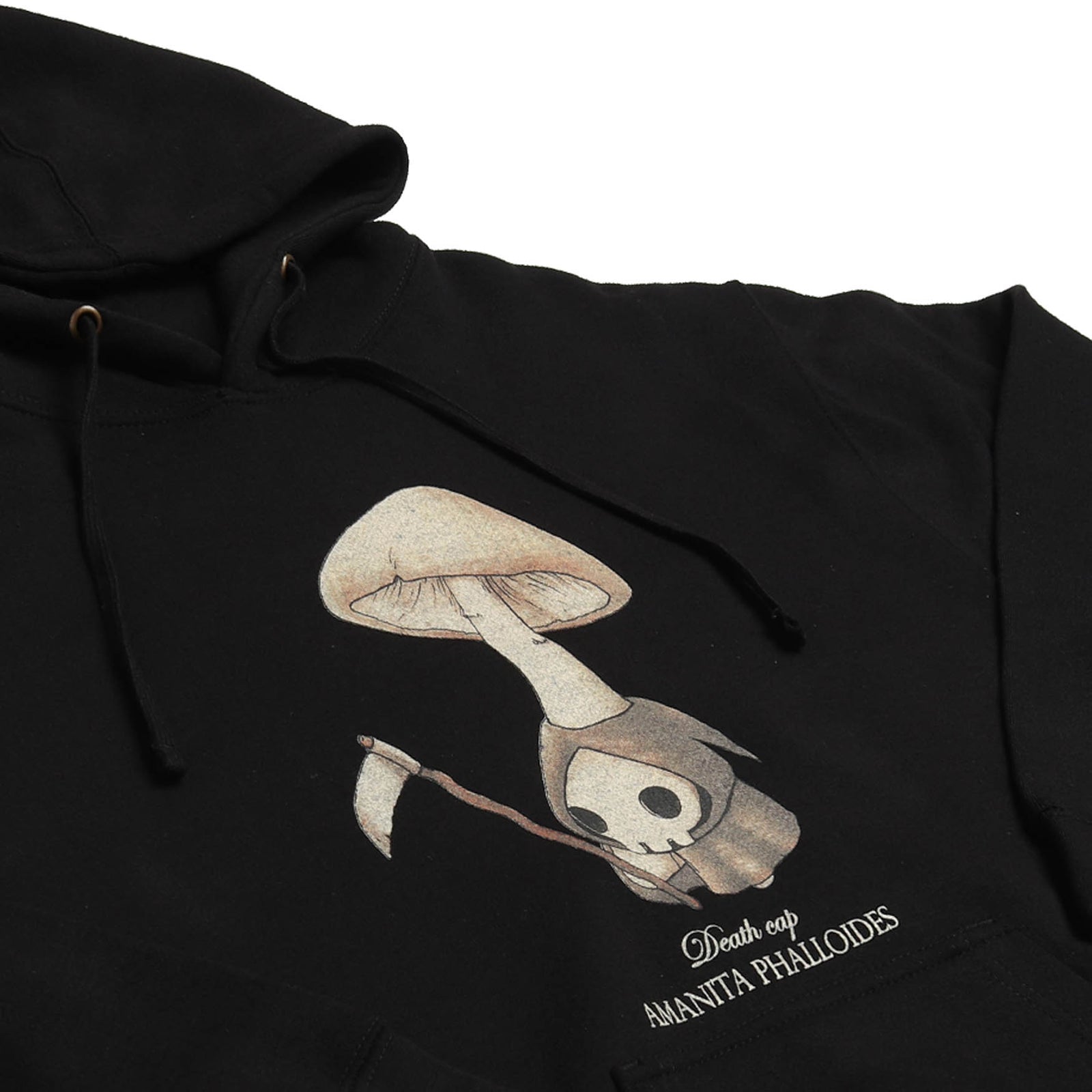 Altru Apparel Abi Toads Death Cap Mushling Hoodie front close up the art 2