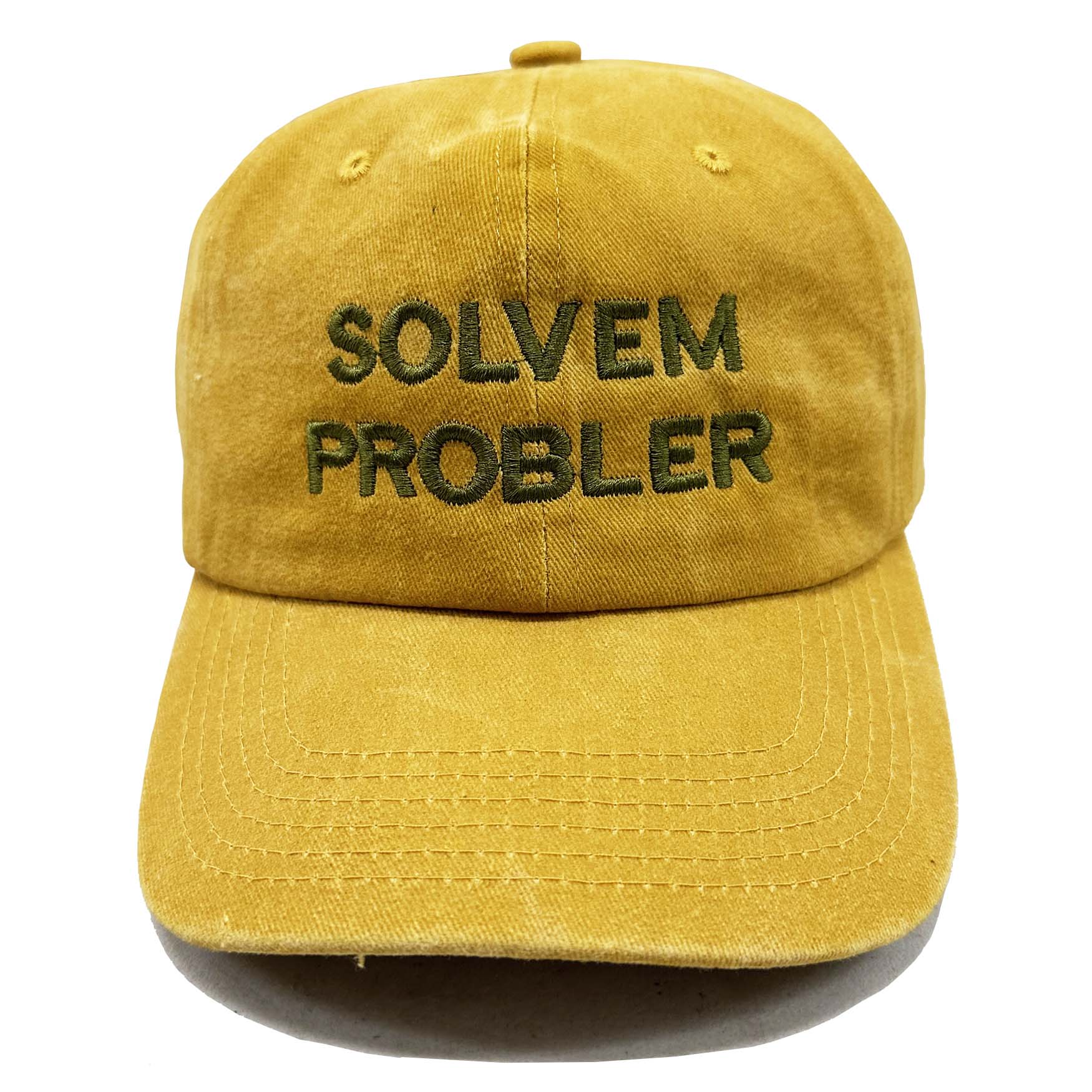 "Solvem Probler" 6 panel low profile embroidered cap.