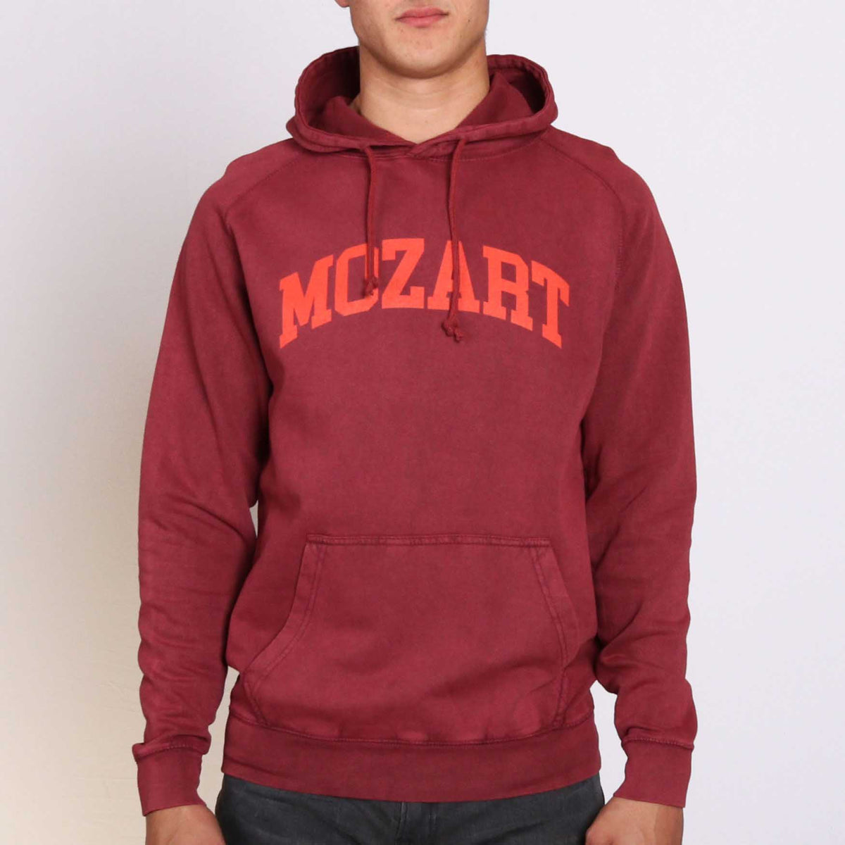 Mozart Garment Dyed Purple Rust Vintage Style Relaxed Fit Mens Hoodie