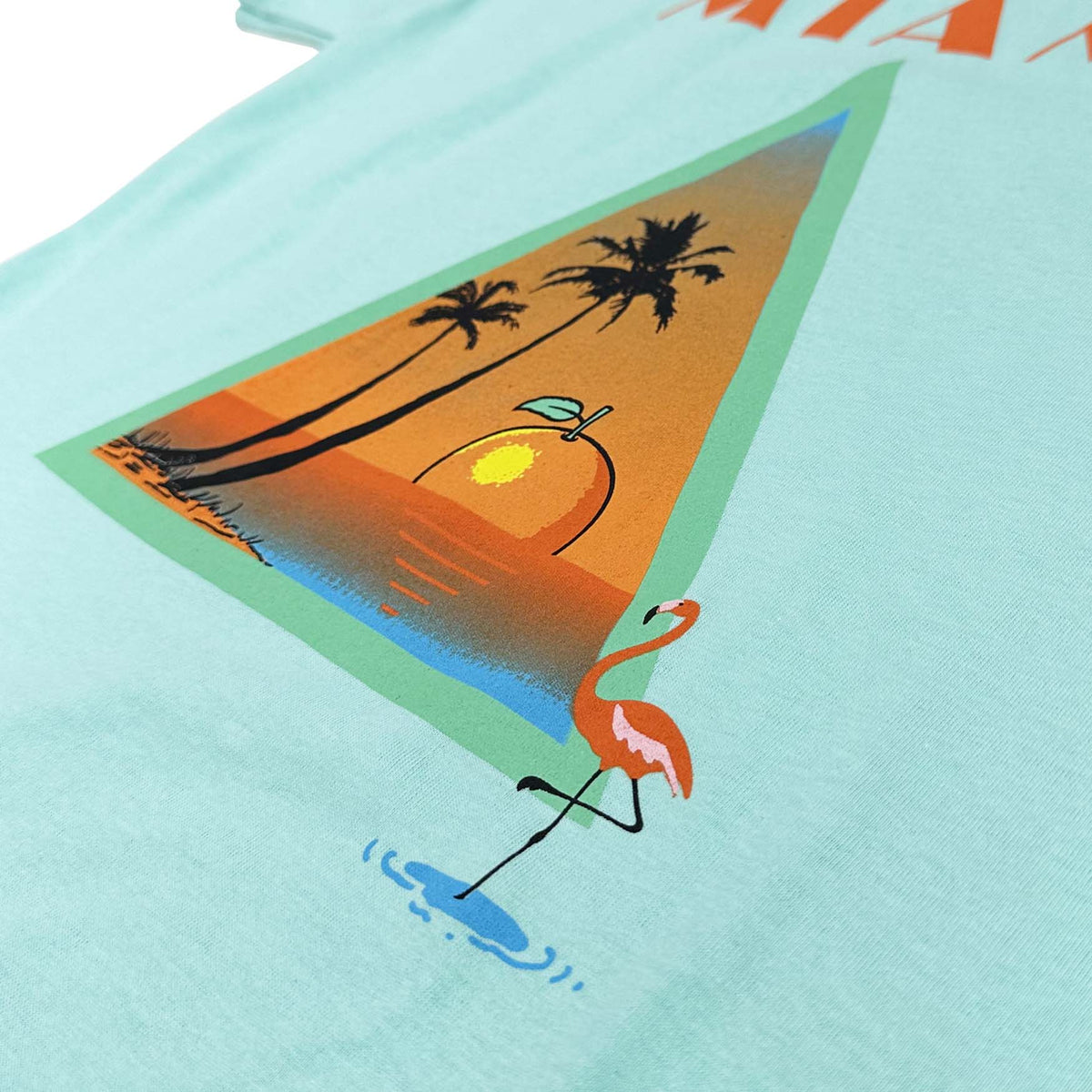 Altru 100% Cotton Miami Mint tee front close up graphic