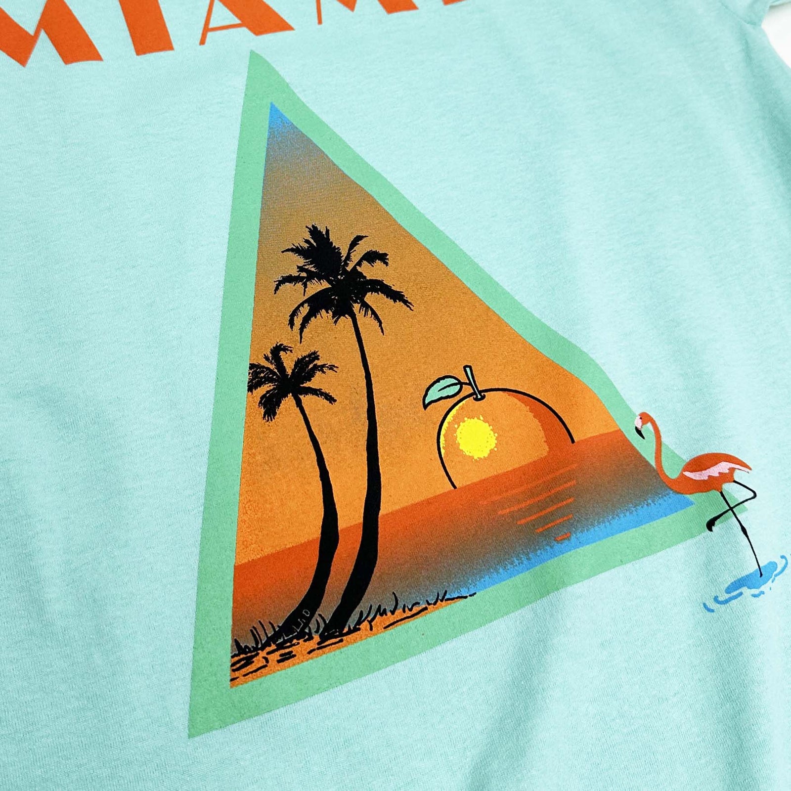 Altru 100% Cotton Miami Mint tee front close up graphic 2