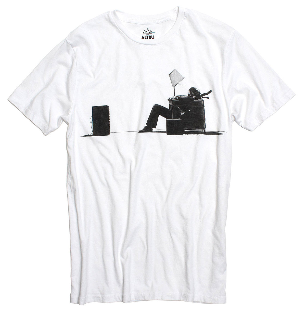 Altru Apparel&#39;s tee full front photo of Maxell blown away couch guy.