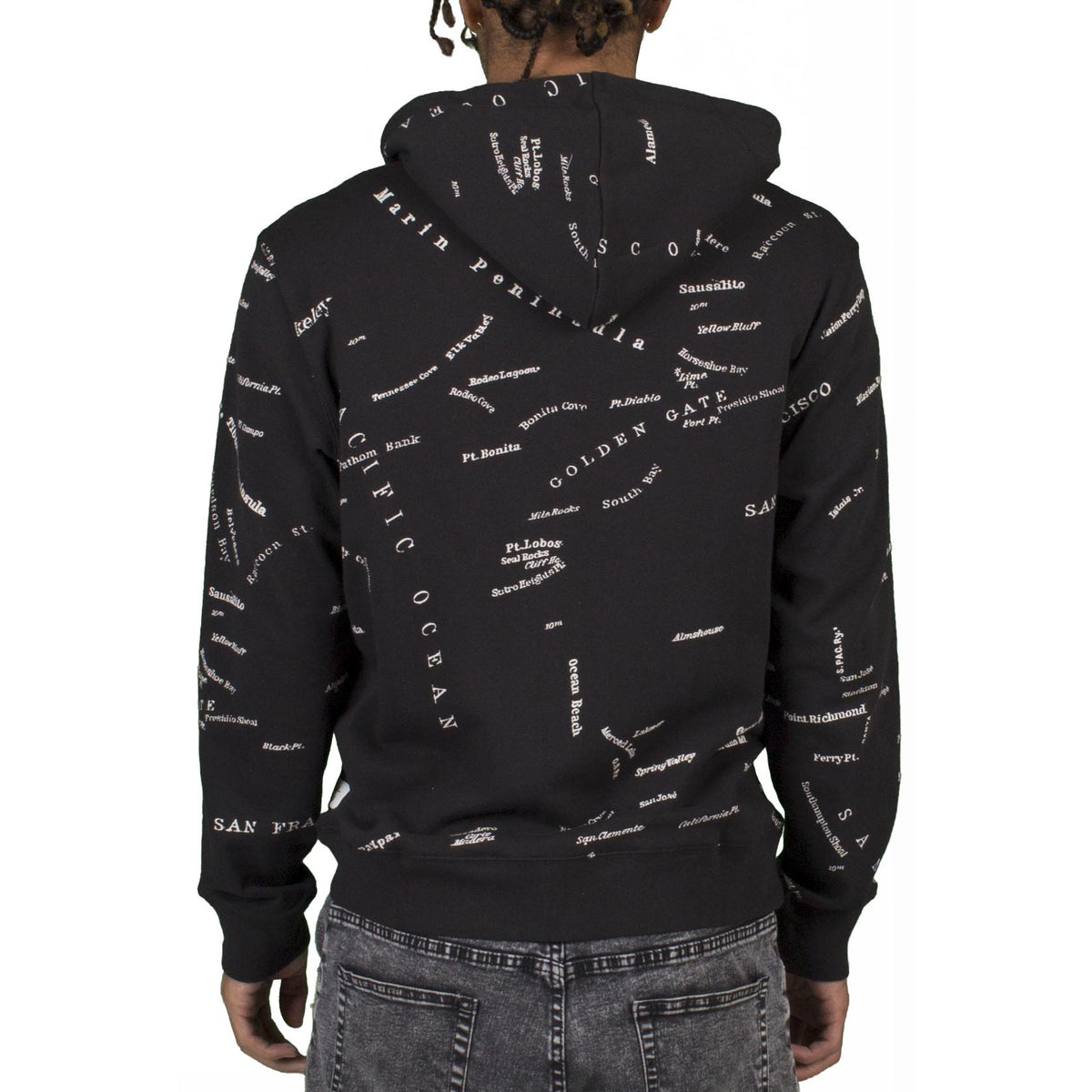 San Francisco City Map Zip Hoodie. (Loop Terry)