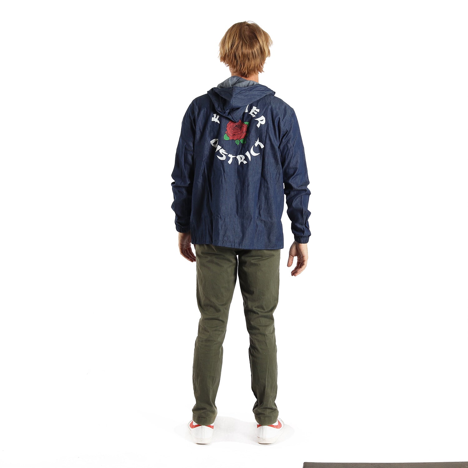 Flower District Light Denim Zip-Up Embroidered Front and Printed Back