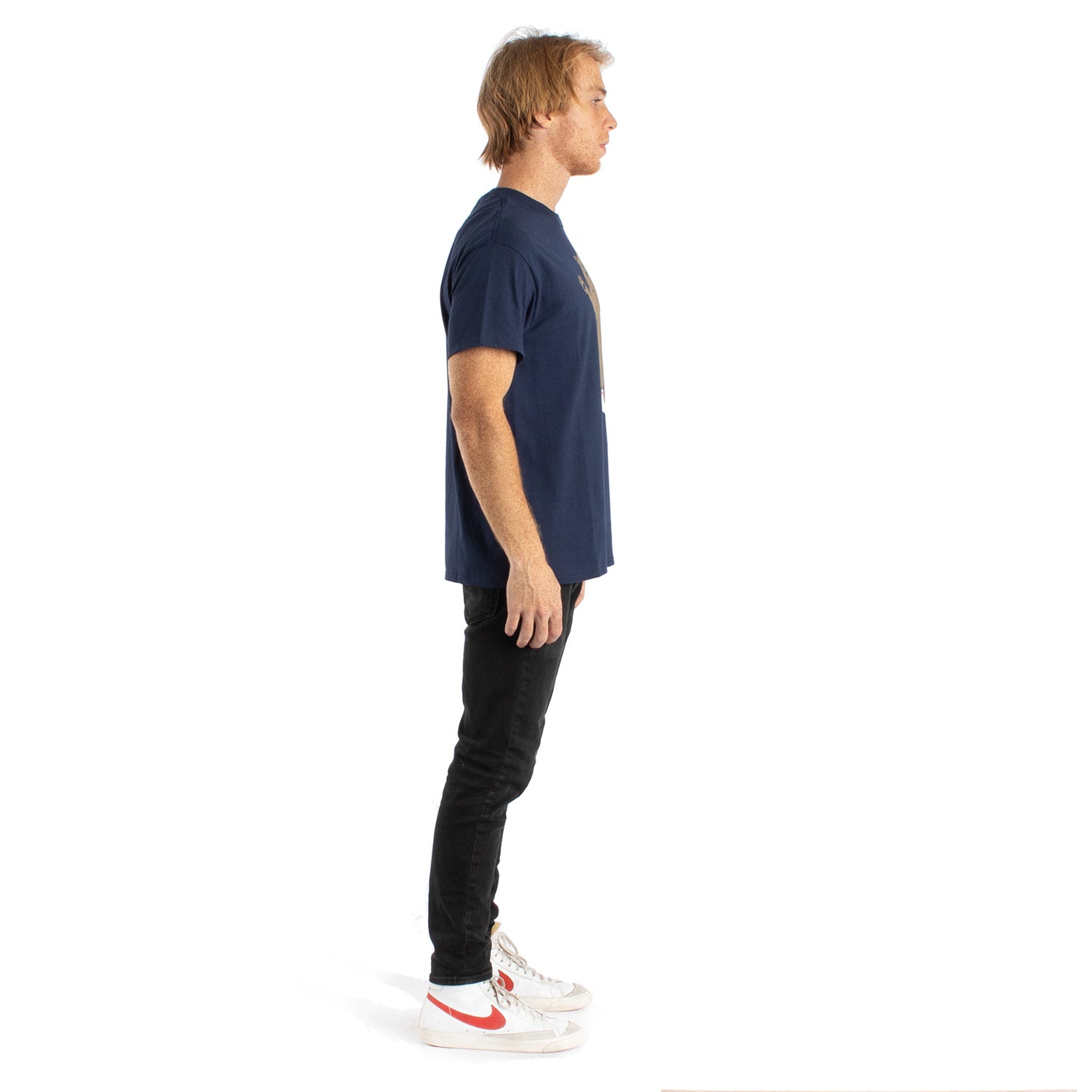 AWKARD BEAR IN SOCK, navy graphic tee by Altru Apparel