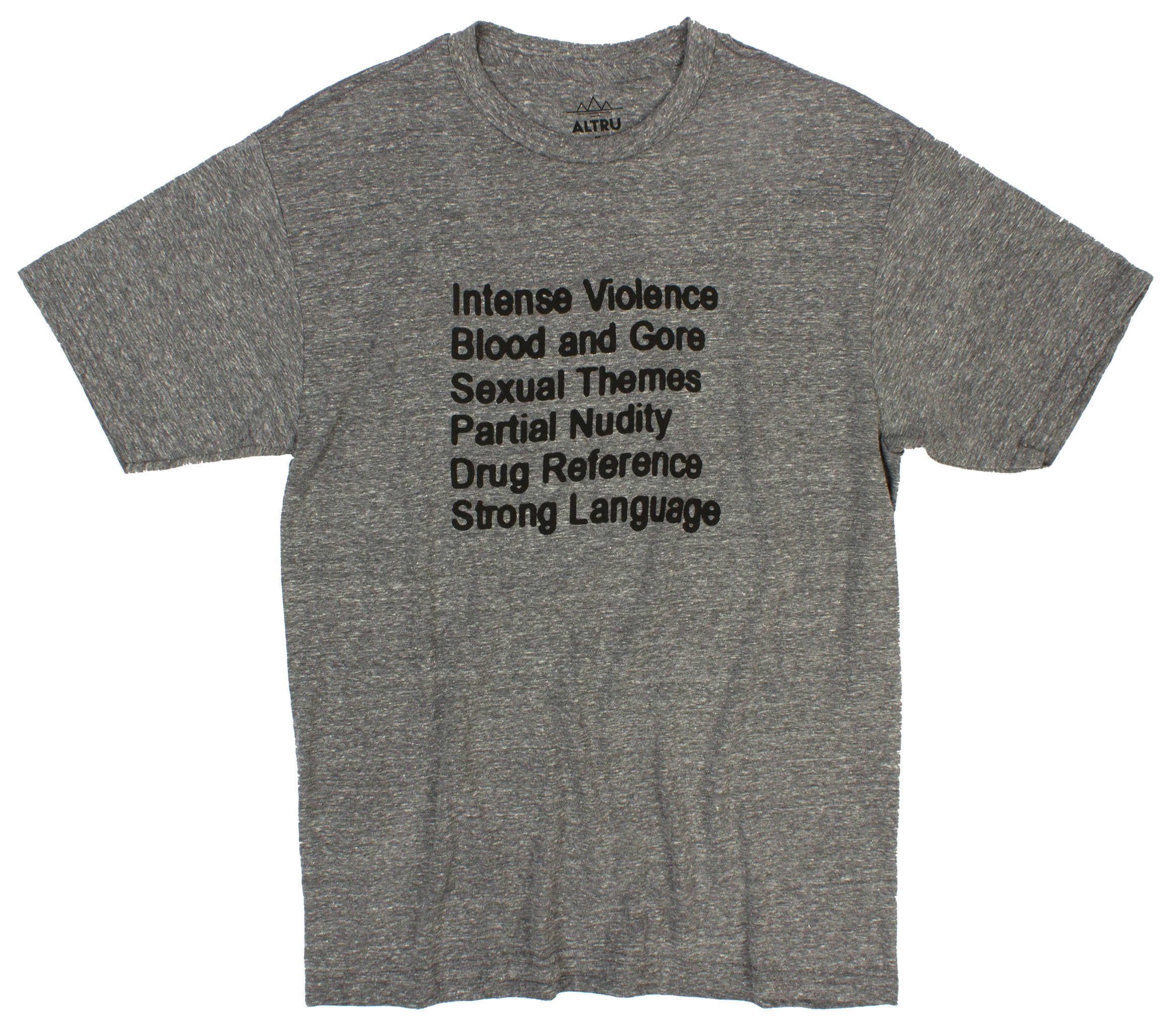 Altru Men's Rated R Parental Warning Graphic Tee Grey Tri-Blend - Altru ...