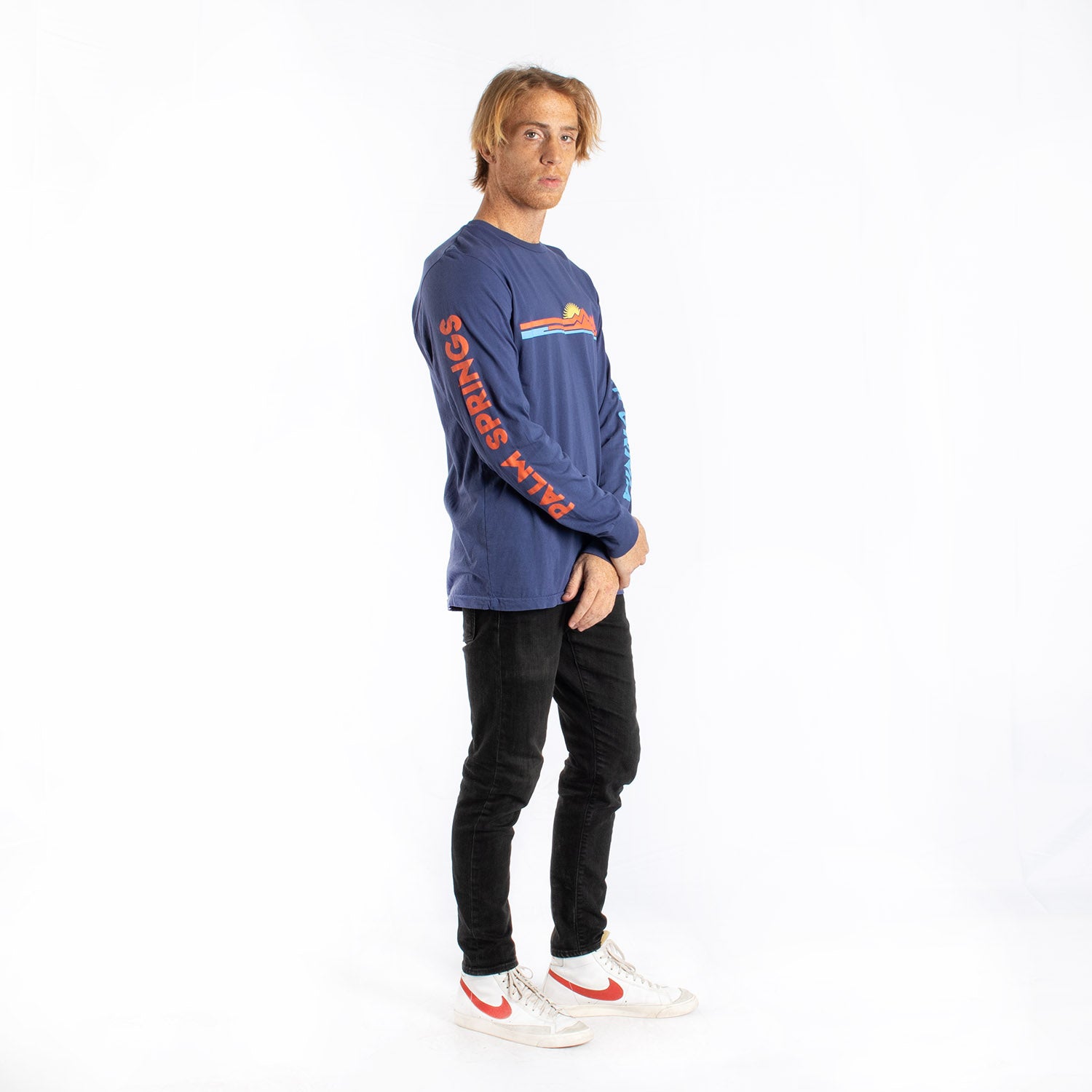 PALM SPRINGS CA STRIPED Navy tee by Altru Apparel