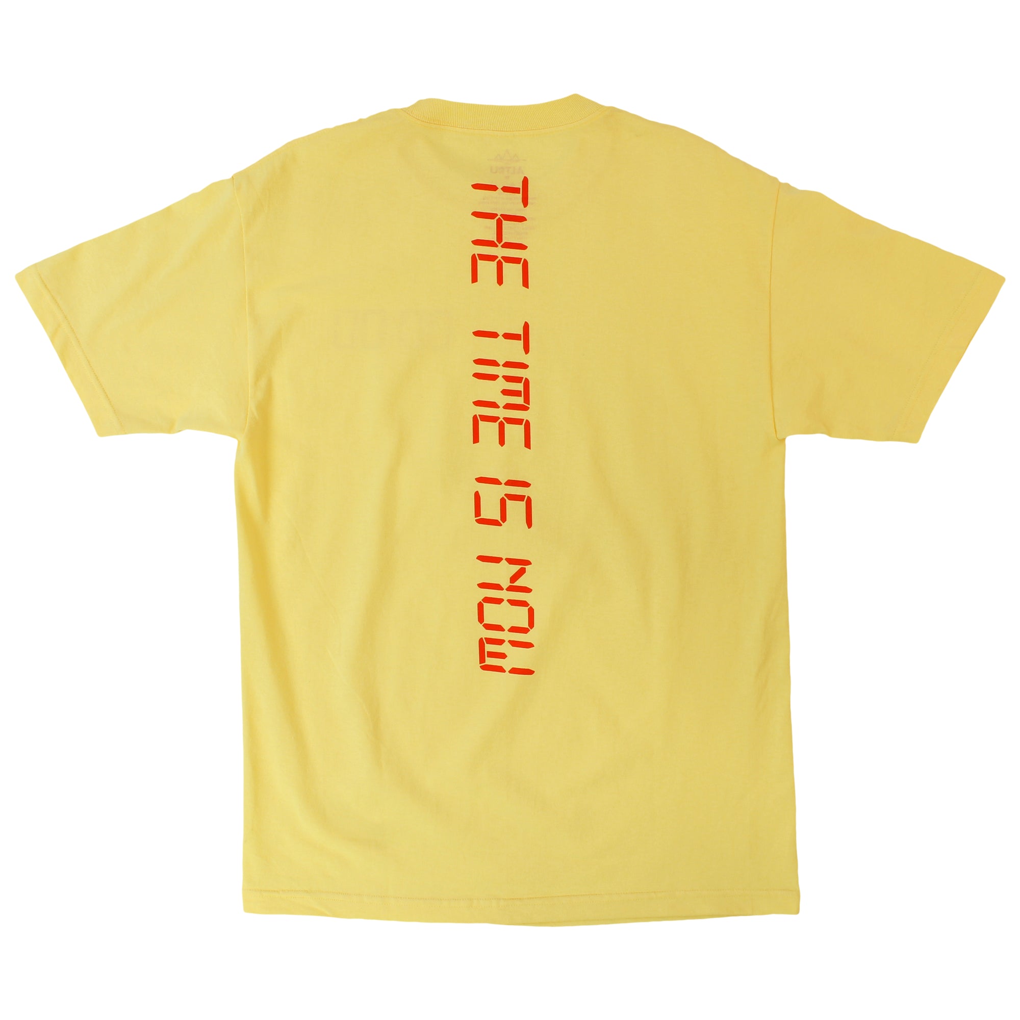 The Time Is Now yellow graphic tee by Altru Apparel front