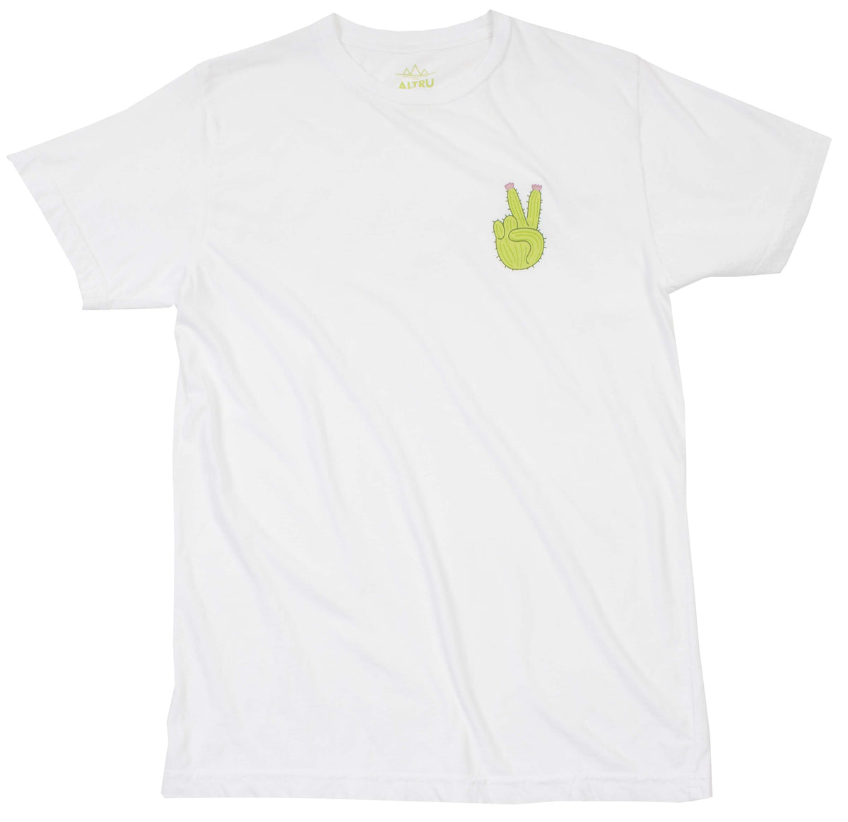 Peace Cactus white graphic tee by Altru Apparel front image
