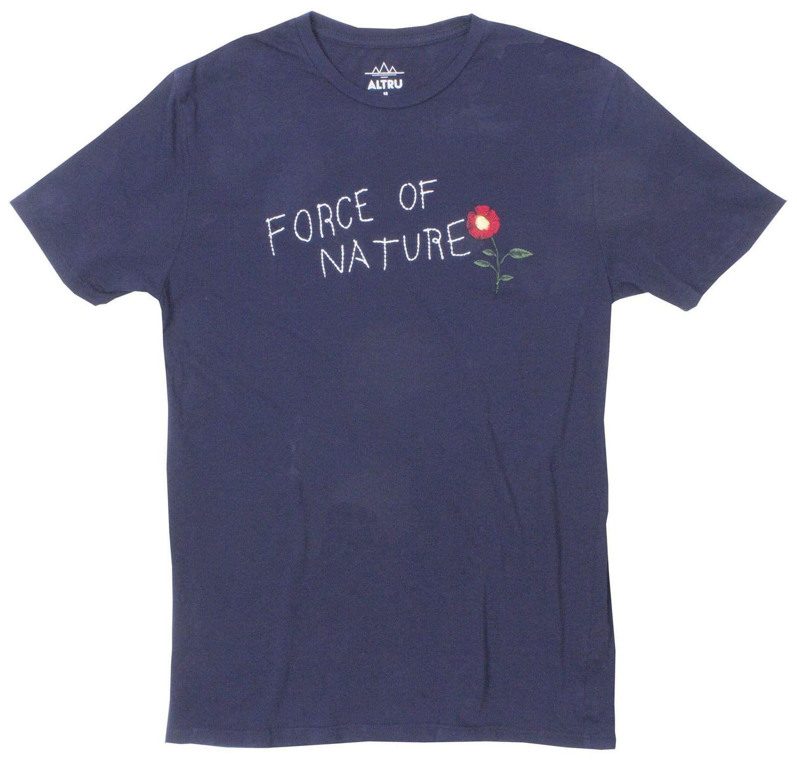 Altru Men s Force of Nature Embroidered Graphic Tee Navy Cotton