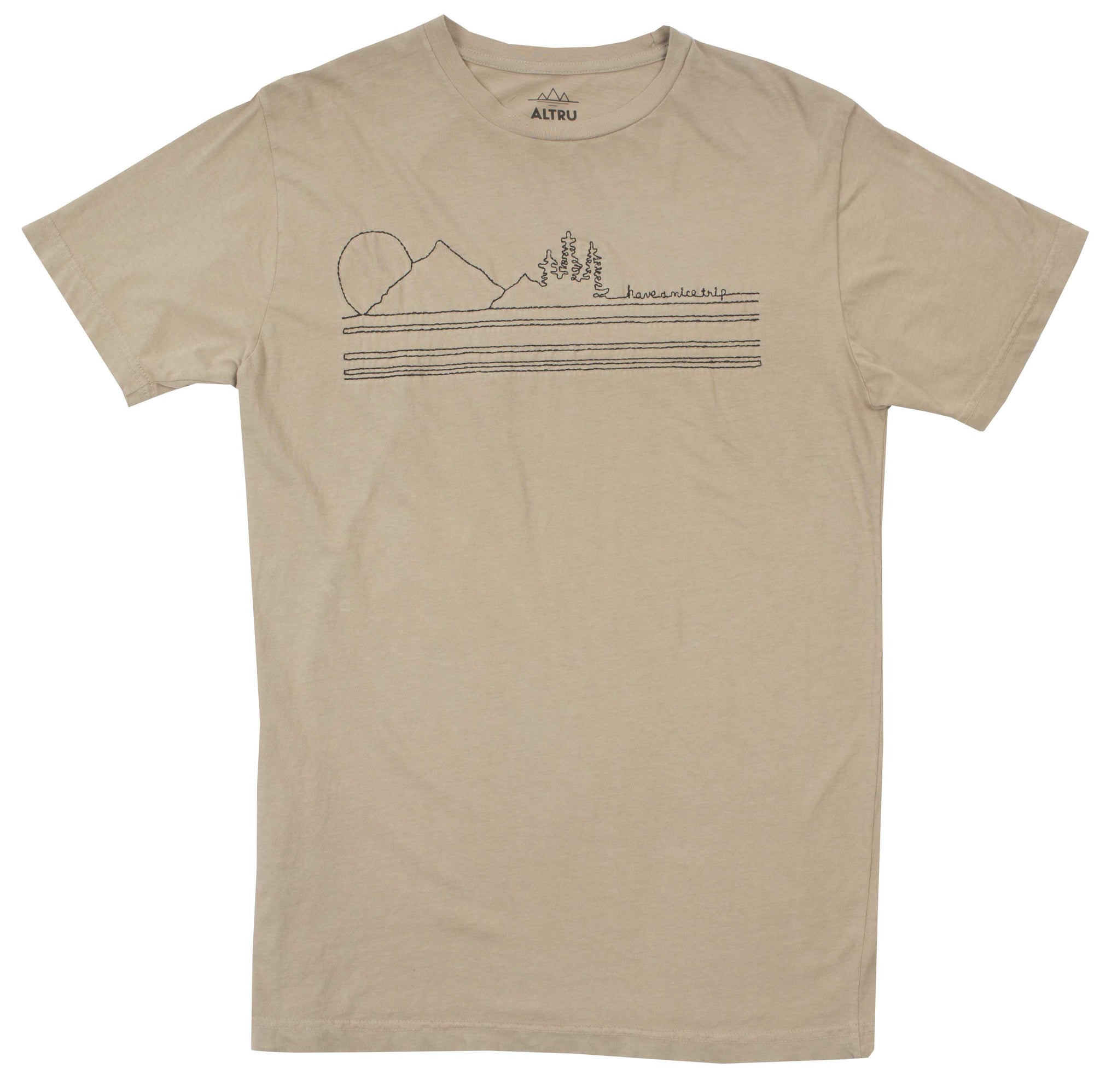 Have a Nice Trip embroidered mens khaki graphic tee by Altru Apparel front image