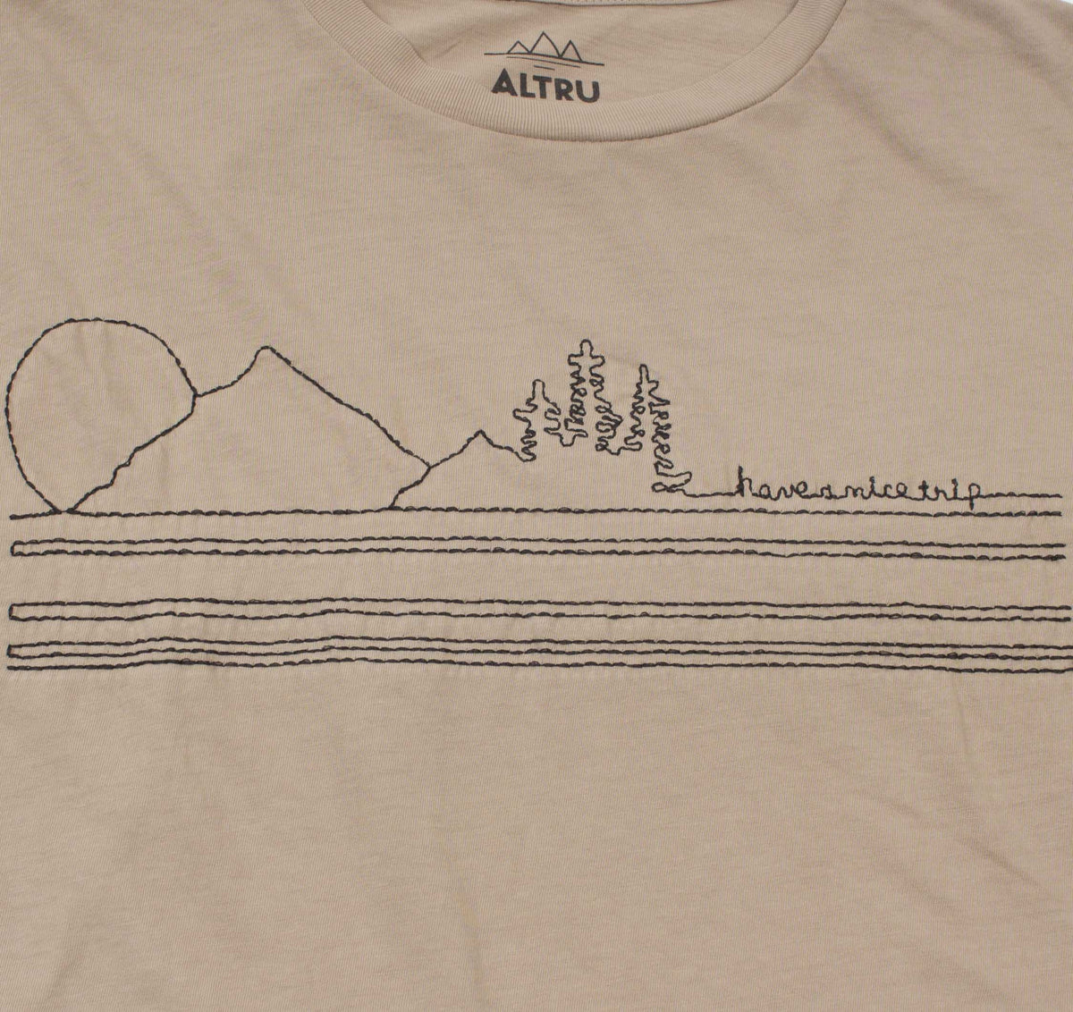 Have a Nice Trip embroidered mens khaki graphic tee by Altru Apparel detail image