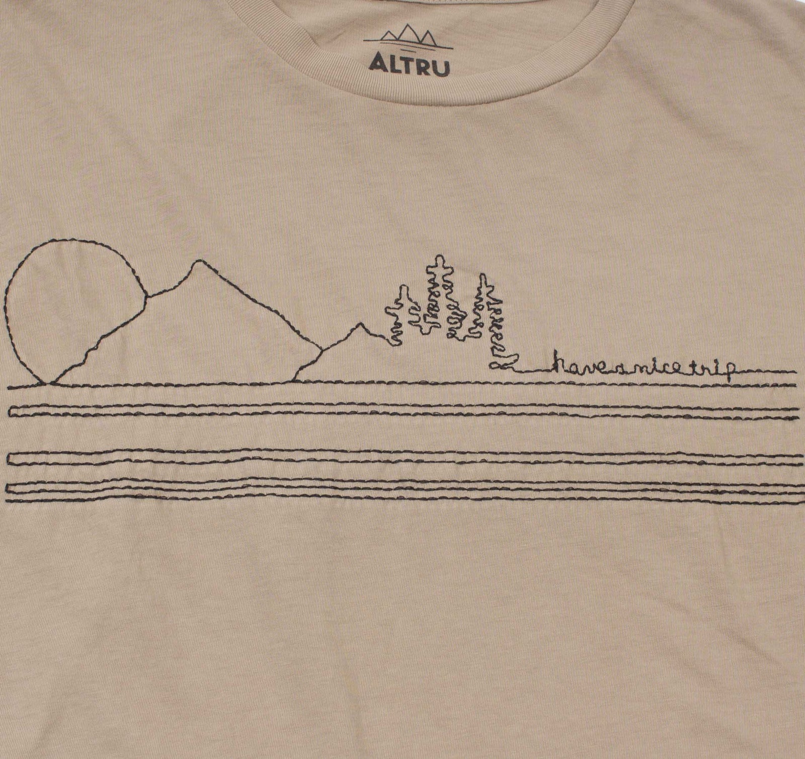 Have a Nice Trip embroidered mens khaki graphic tee by Altru Apparel front image