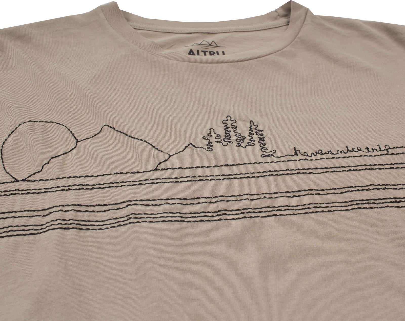 Have a Nice Trip embroidered mens khaki graphic tee by Altru Apparel detail image 1