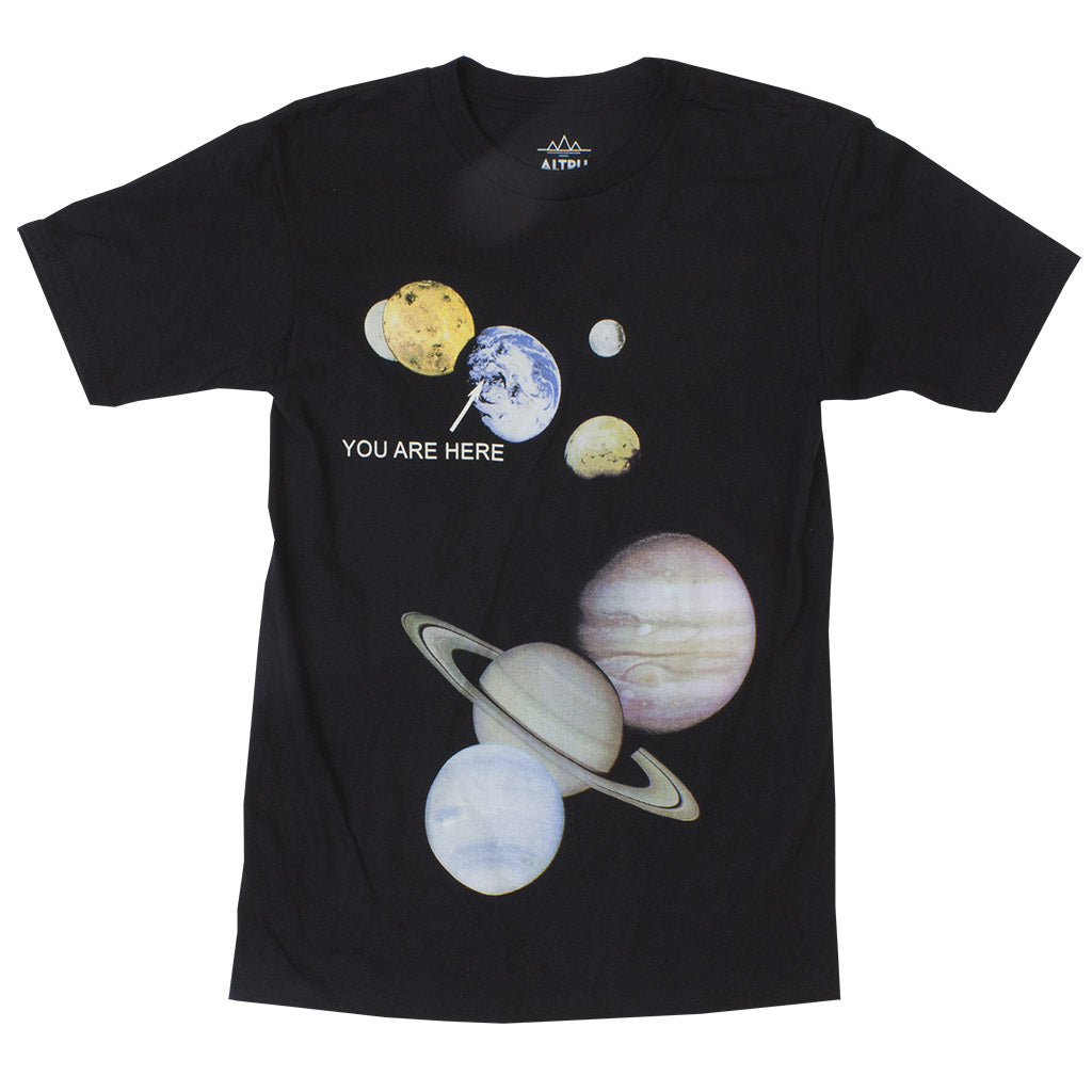 You Are Here solar system locator tee
