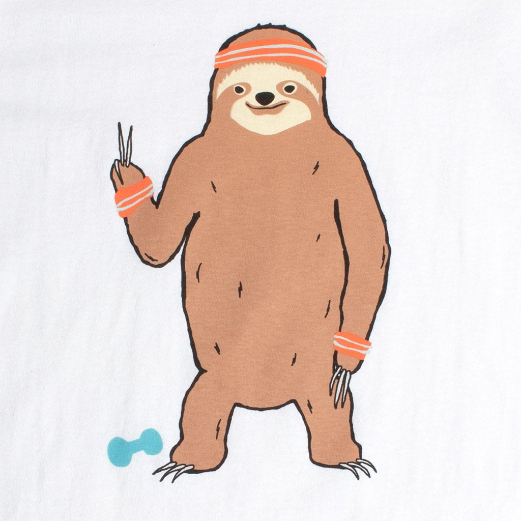 Altru Men's Workout Sloth Graphic Tee White Cotton - Altru Apparel