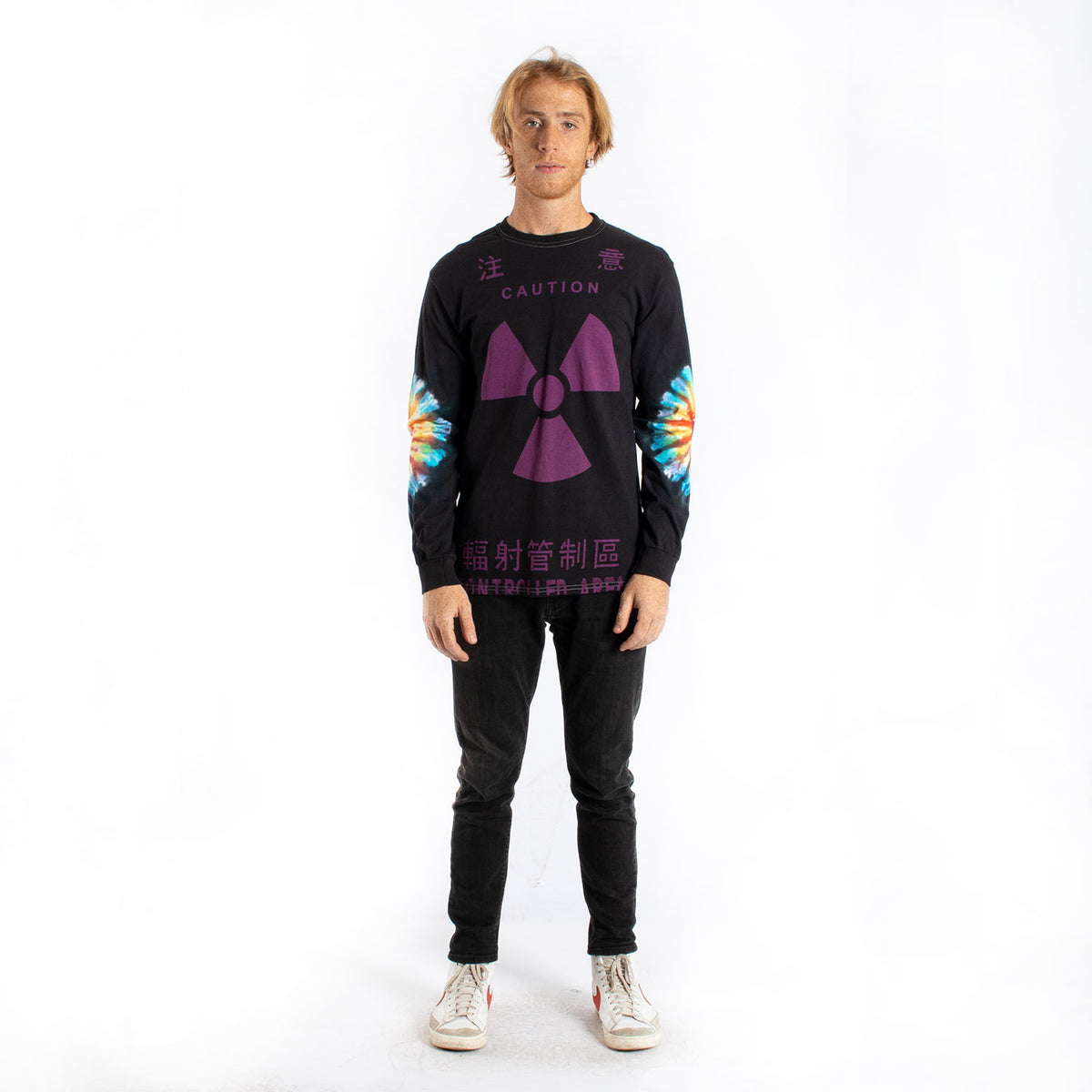 Caution tie-dye long sleeve tee