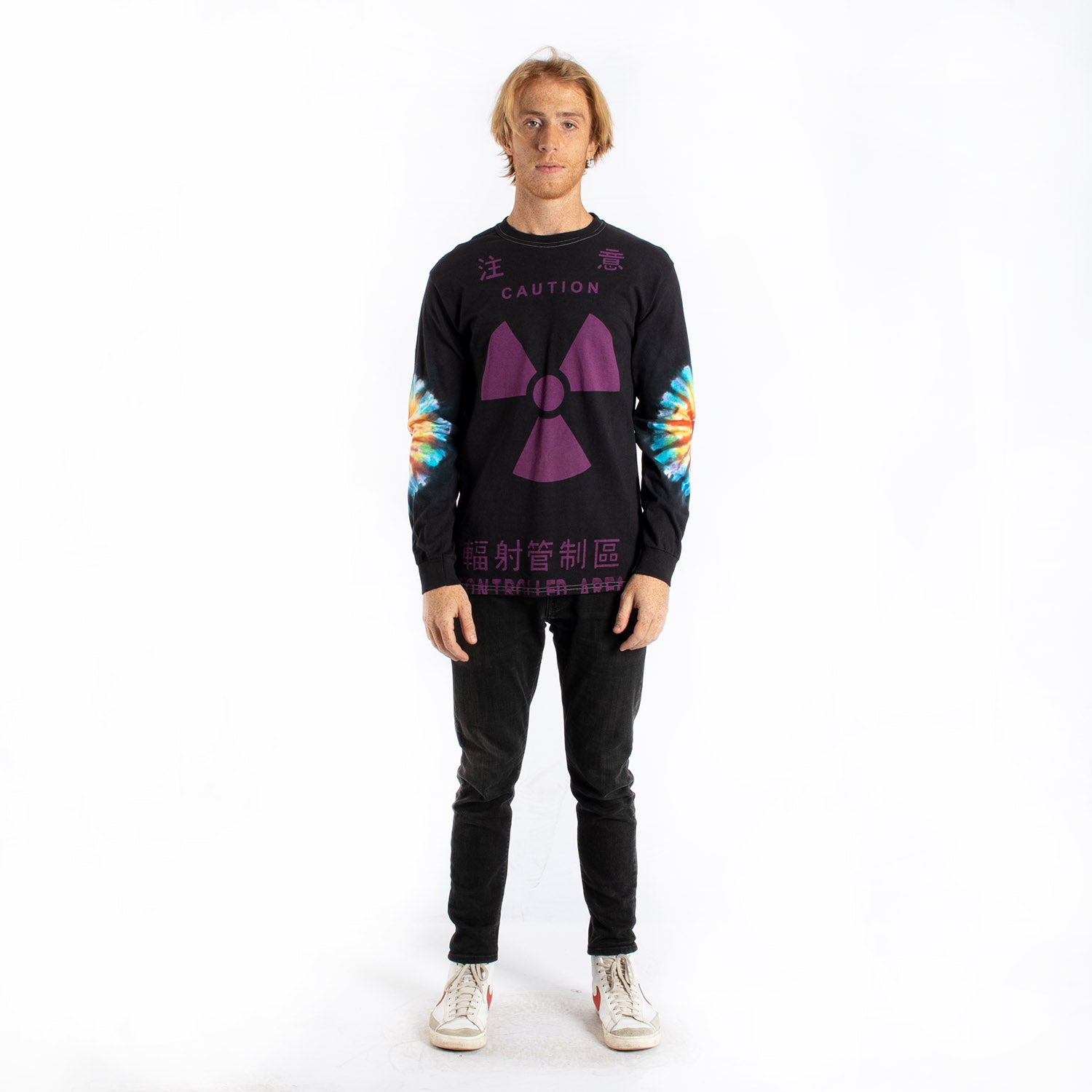 Caution tie-dye long sleeve tee
