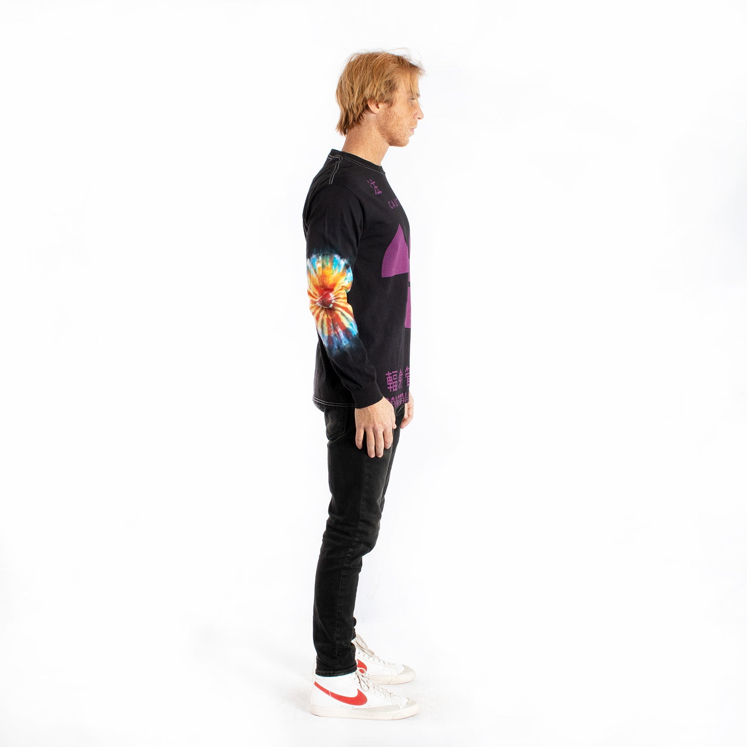 Caution tie-dye long sleeve tee