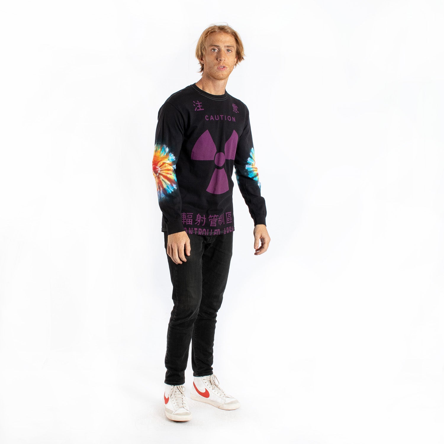 Caution tie-dye long sleeve tee