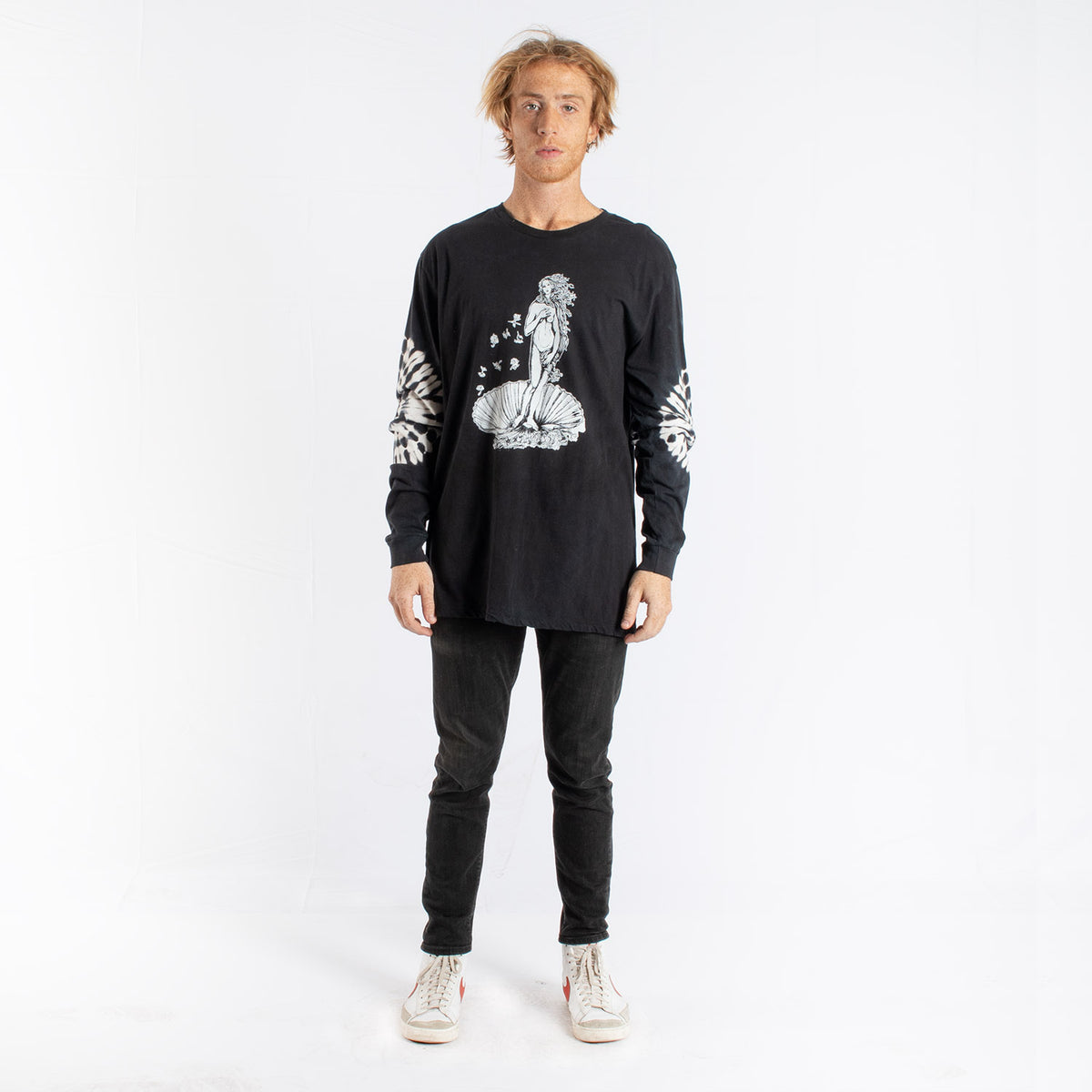 Birth of Venus tie-dye elbows long sleeve tee