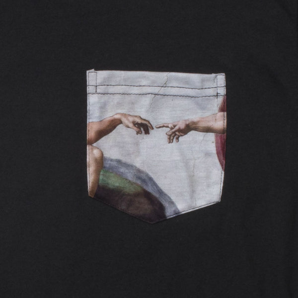 Altru Men s Michelangelo Creation Of Adam Long Sleeve Pocket Graphic Tee Black Cotton