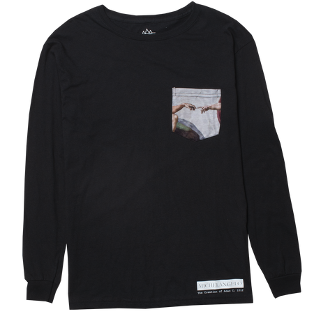 Buy Michelangelo Creation Of Adam pocket long sleeve graphic tee