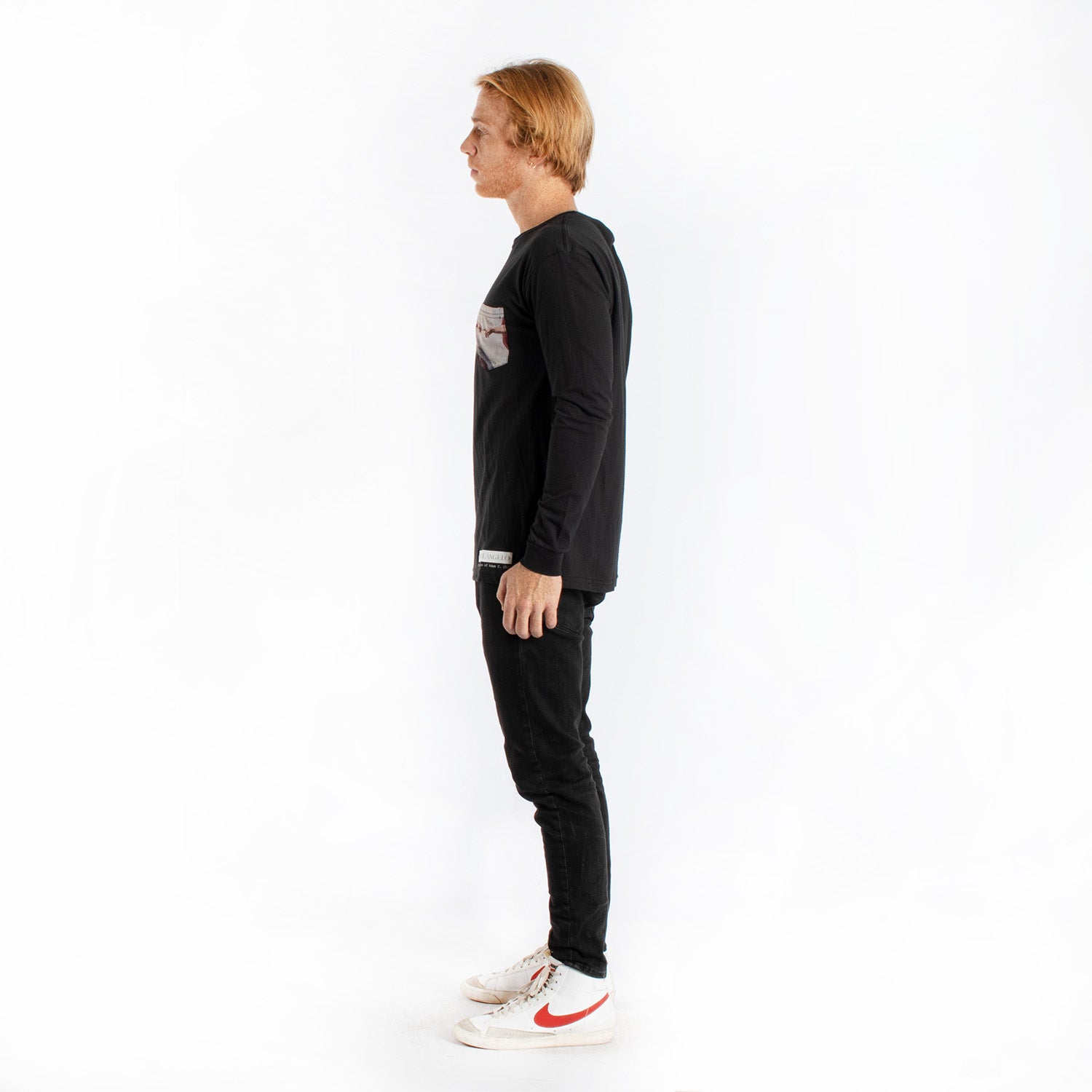 Michelangelo Creation Of Adam pocket long sleeve graphic tee
