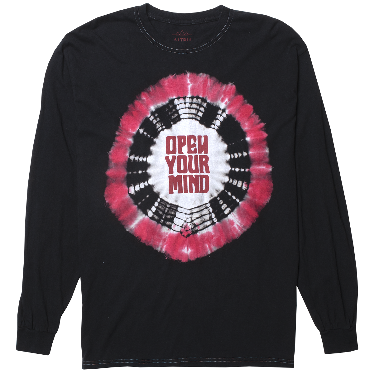 Open Your Mind tie-dye long sleeve graphic tee