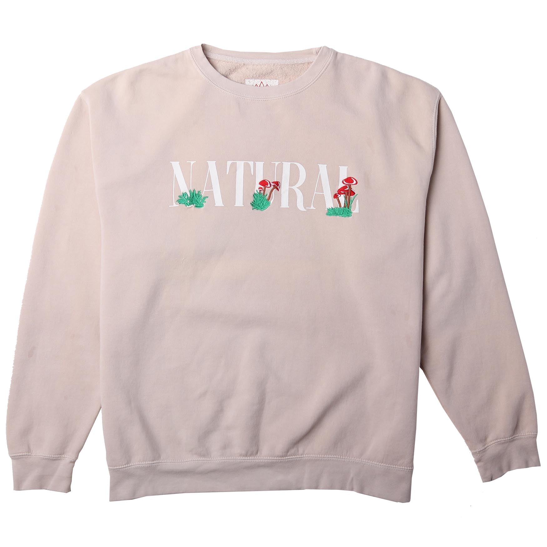 Embroidered Mushroom Fleece Crewneck Sweatshirt