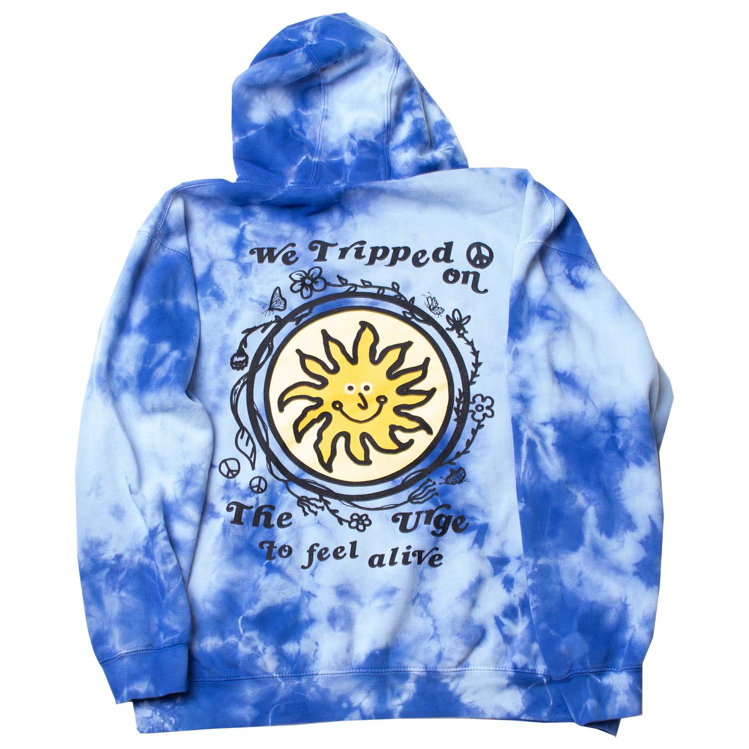 Altru Trippy Tie Dye Baby Blue Hoodie Baggy Fit 3D Puff Ink Accents