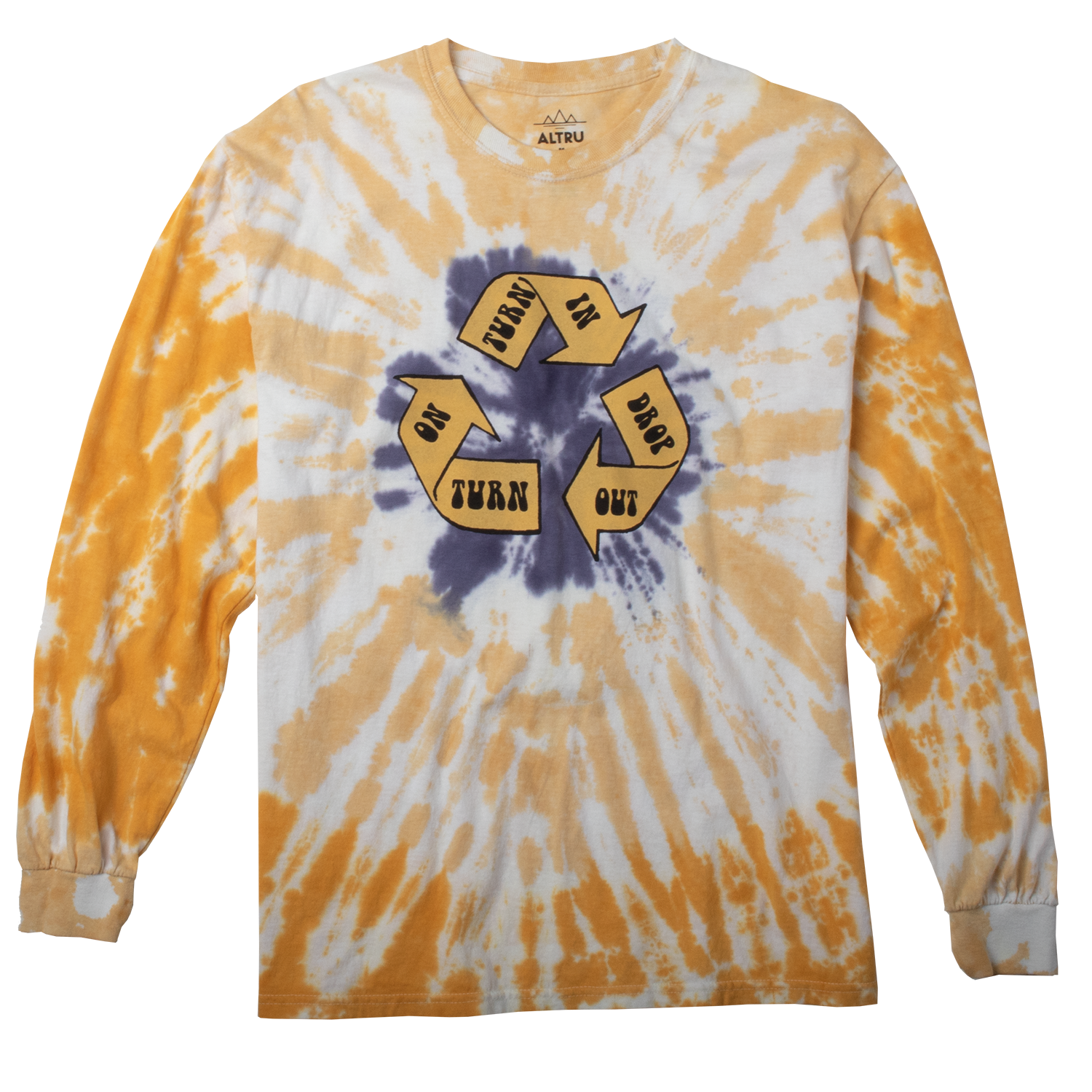 Turn on tie dye long sleeve graphic tee