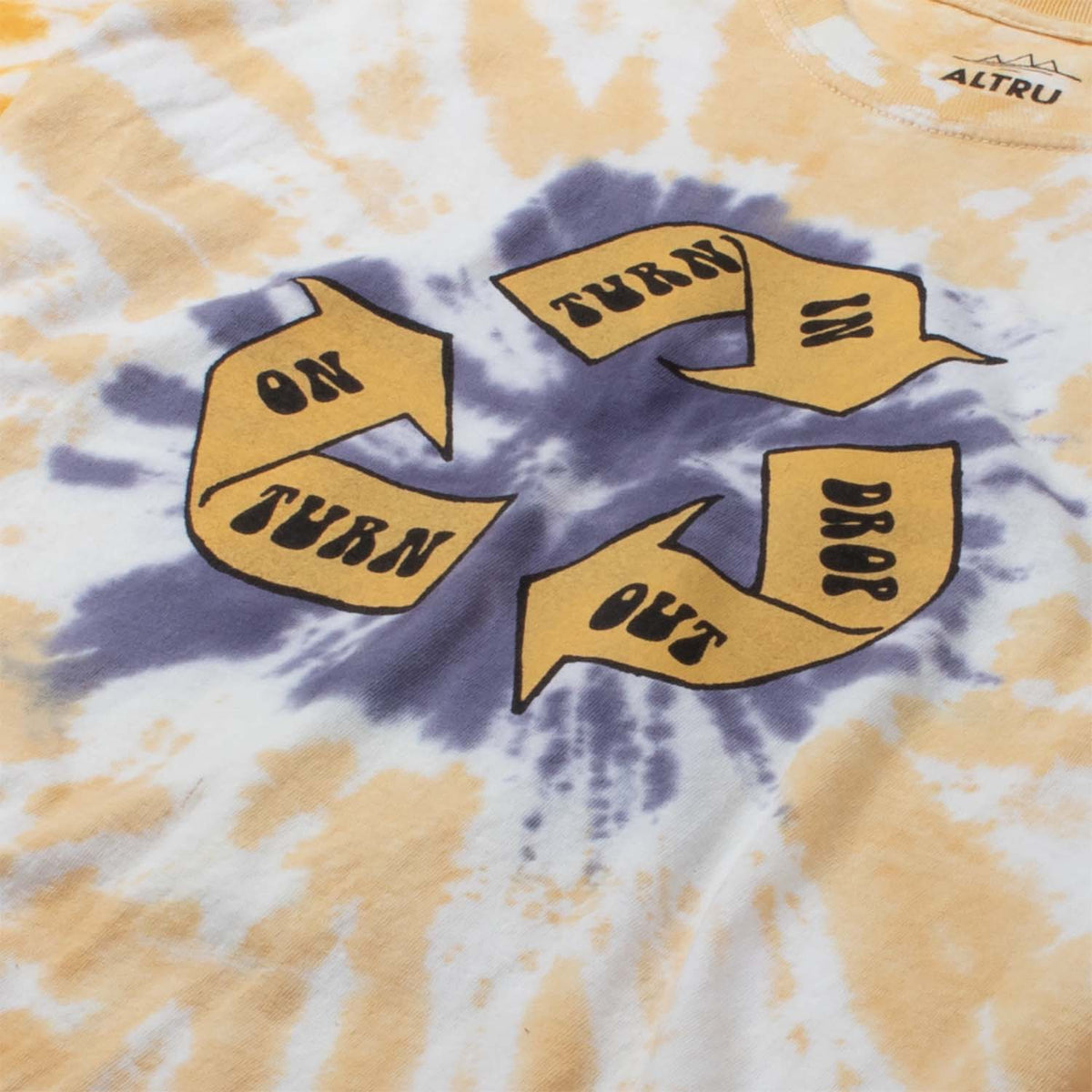 Turn on tie dye long sleeve graphic tee