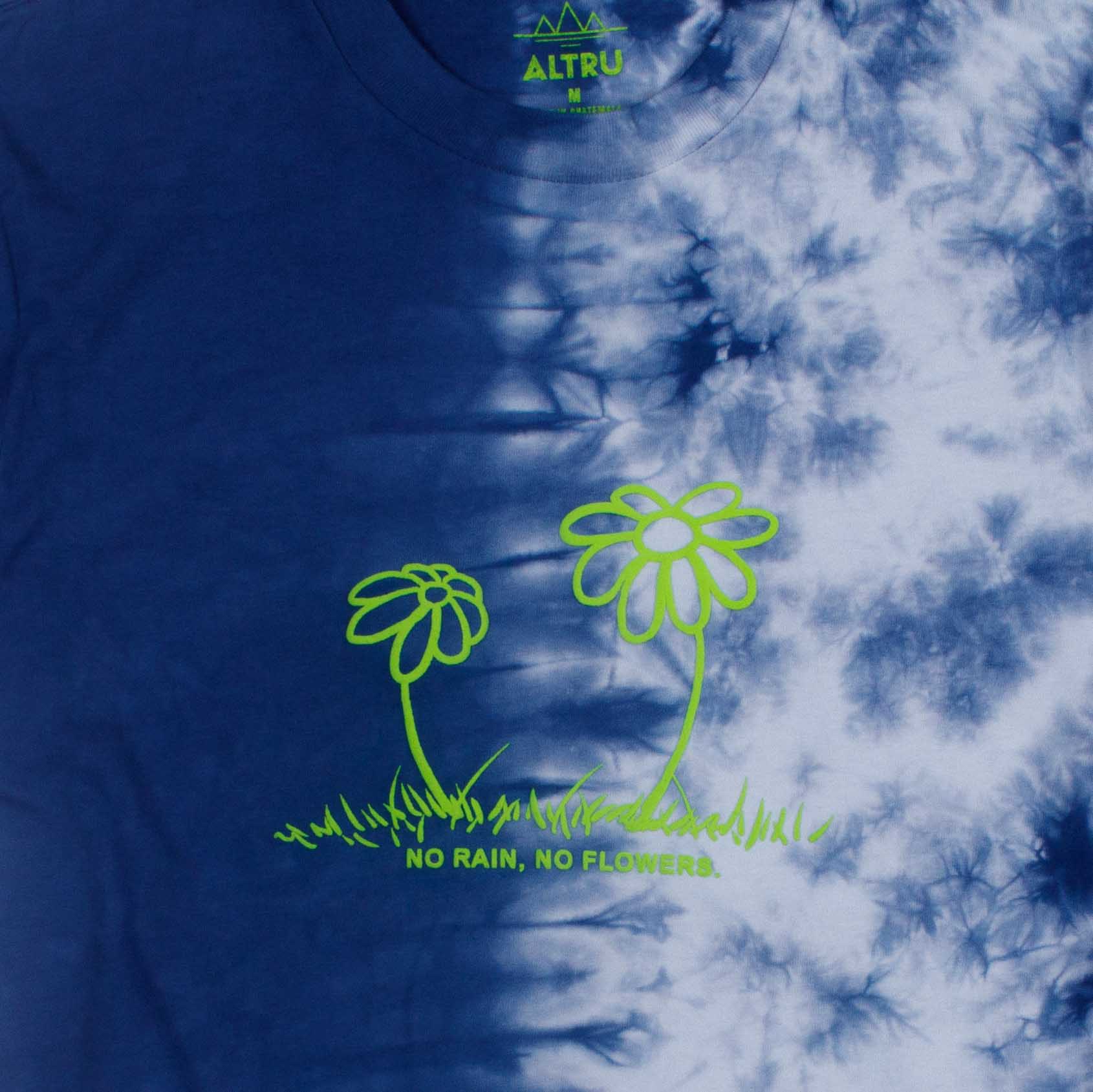 NO RAIN NO FLOWER puff ink HALF tie-dye tee