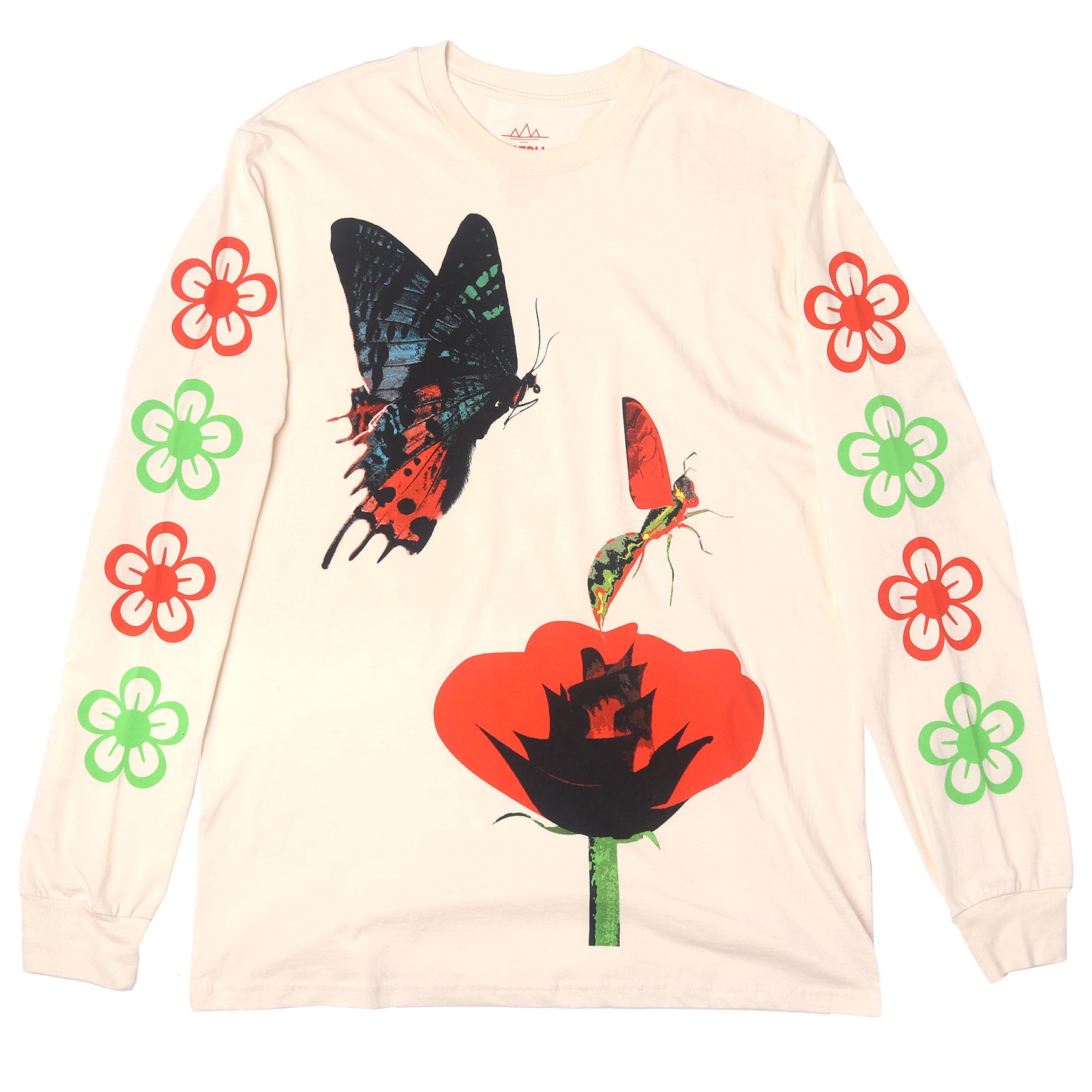 Butterfly Flower Nature L/S tee graphic on front & sleeves