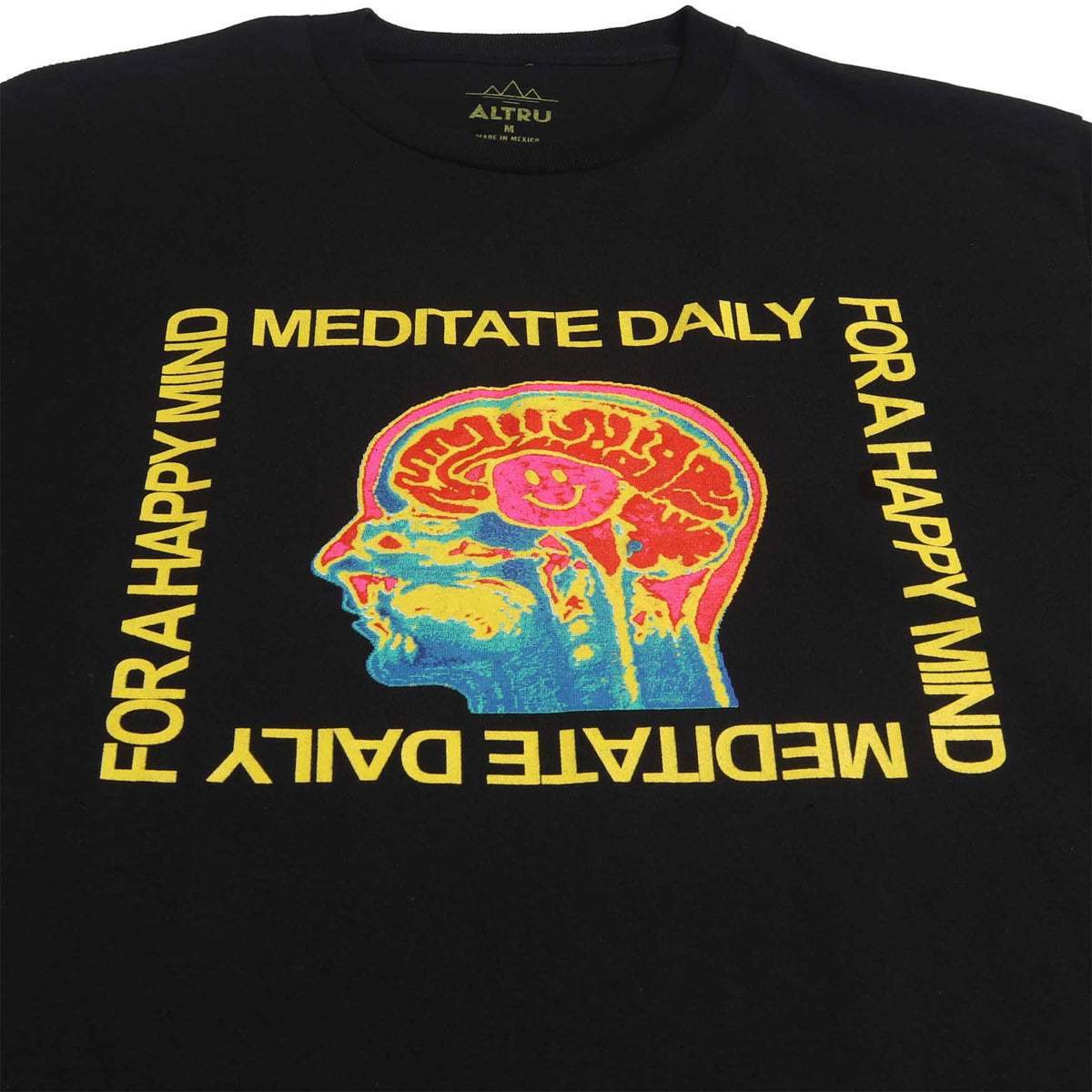 Meditate Daily mens black graphic tee by altru apparel front detail 1