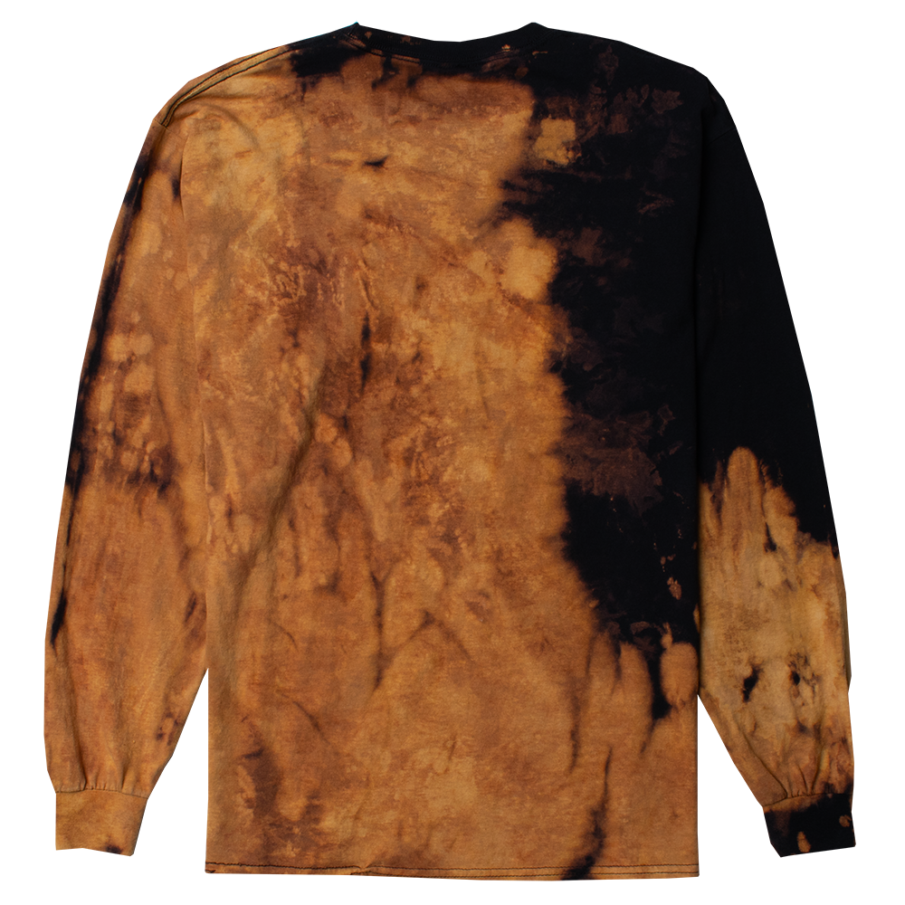 Long Sleeve Men's Tee with "SURREALIST" printed on the chest of black shirt that has been bleached for effect.
